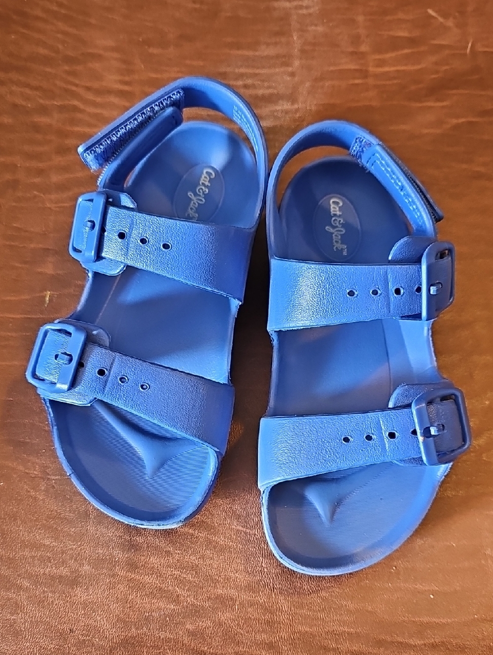 Cat & Jack Kids' Bright Blue Double Strap Buckle Sandals